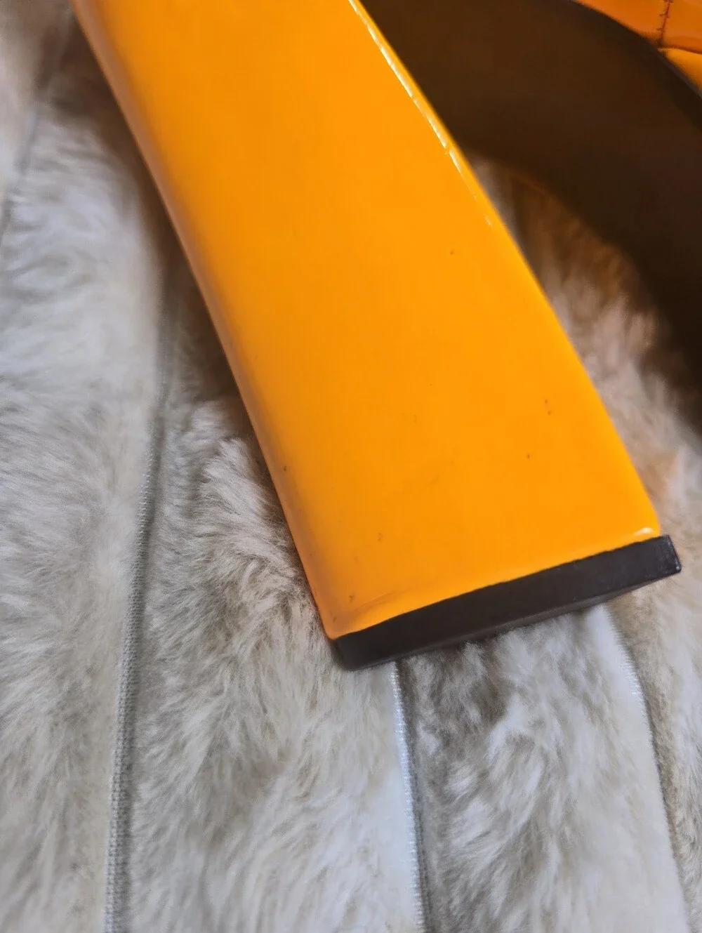 Patent Yellow Platform Peep-Toe Block Heels